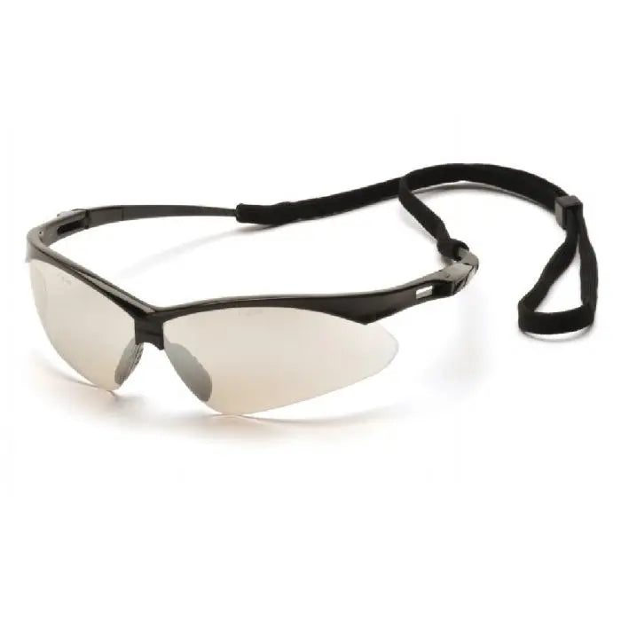 Pyramex PMXTREME SB6380SP Safety Glasses, Indoor Outdoor Mirror Lens, Black Frame and Cord, One Size, Box of 12