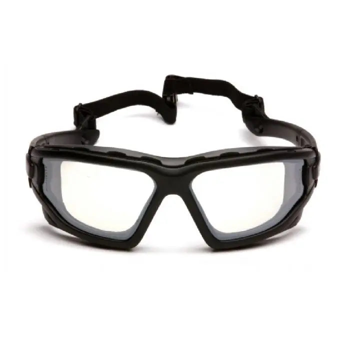 Pyramex I-Force Slim SB7080SDNT Safety Glasses, Indoor Outdoor Dual Pane Anti Fog Lens, Black Temples and Strap, One Size, Box of 12