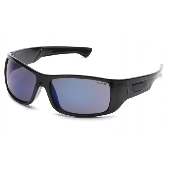 Pyramex Furix SB8575DT Safety Glasses, Blue Mirror Anti Fog Lens, Black Frame, One Size, Box of 12