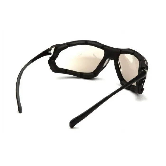 Pyramex Proximity SB9380ST Safety Glasses, Indoor Outdoor Mirror Anti Fog Lens, Black Frame, One Size, Box of 12