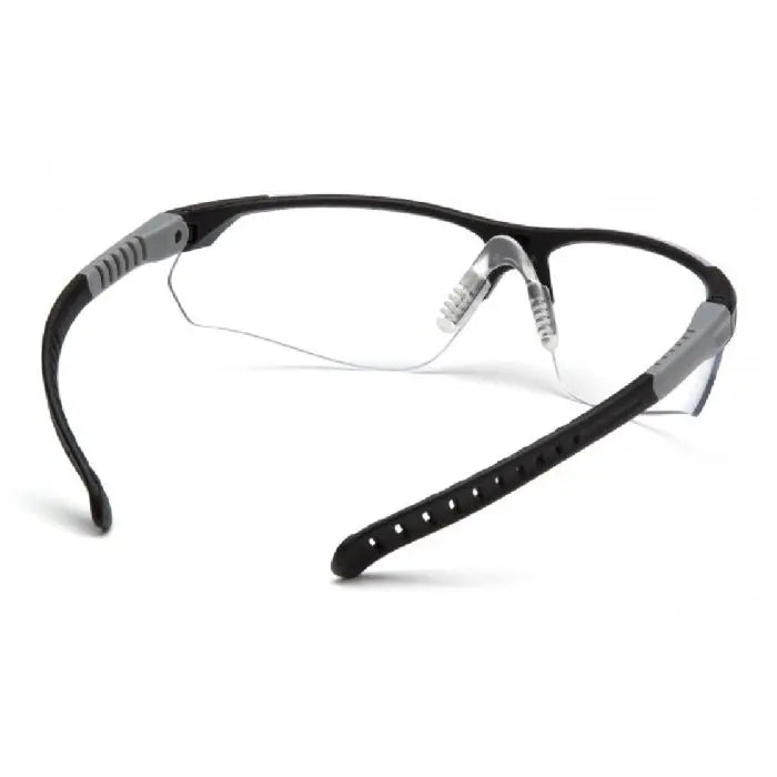Pyramex Sitecore SBG10110DTM Safety Glasses, Clear H2Max Anti Fog Lens, Black and Gray Temples, One Size, Box of 12