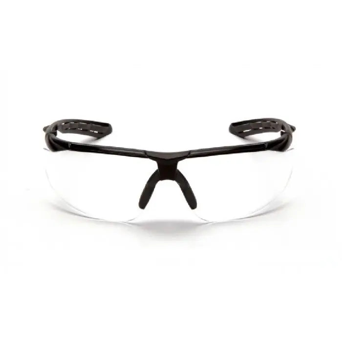 Pyramex Flex-Lyte SBG10510DTM Safety Glasses, Clear H2Max Anti Fog Lens, Black and Gray Temples, One Size, Box of 12