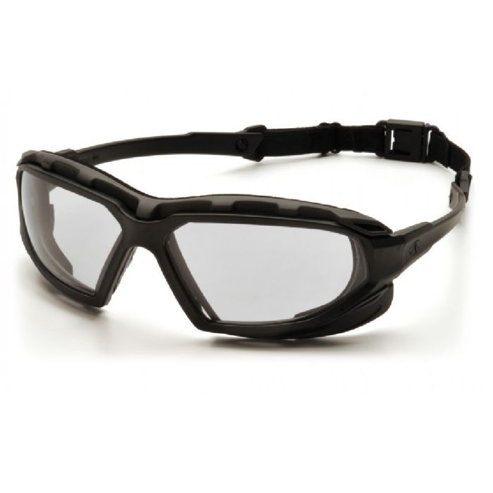 Pyramex Highlander Plus SBG5010DT Safety Glasses, Clear H2X Anti Fog Lens, Black and Gray Frame, One Size, Box of 12