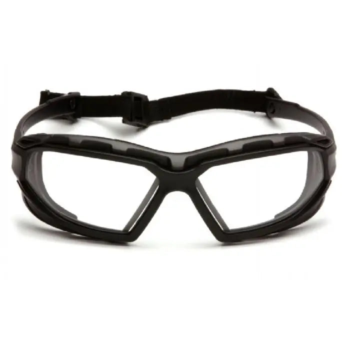 Pyramex Highlander Plus SBG5010DT Safety Glasses, Clear H2X Anti Fog Lens, Black and Gray Frame, One Size, Box of 12