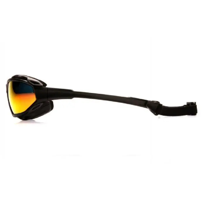 Pyramex Highlander Plus SBG5055DT Safety Glasses, Sky Red Mirror Anti Fog Lens, Black and Gray Frame, One Size, Box of 12