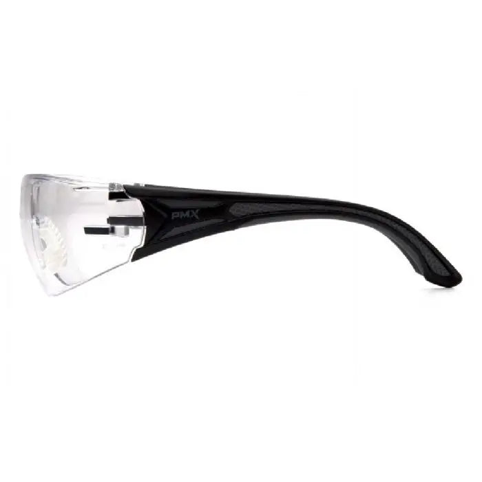 Pyramex Endeavor Plus SBG9610ST Safety Glasses, Clear H2X Anti Fog Lens, Black and Gray Temples, One Size, Box of 12