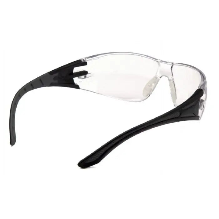 Pyramex Endeavor Plus SBG9610ST Safety Glasses, Clear H2X Anti Fog Lens, Black and Gray Temples, One Size, Box of 12