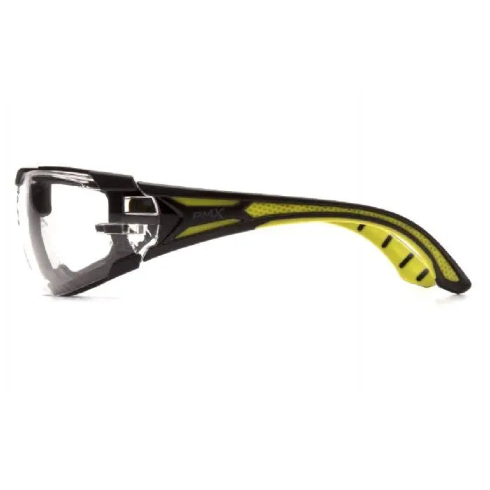 Pyramex Endeavor Plus SBGR9610STMFP Safety Glasses, Clear H2Max Anti Fog Lens, Black and Green Temples with Foam Padding, One Size, Box of 12