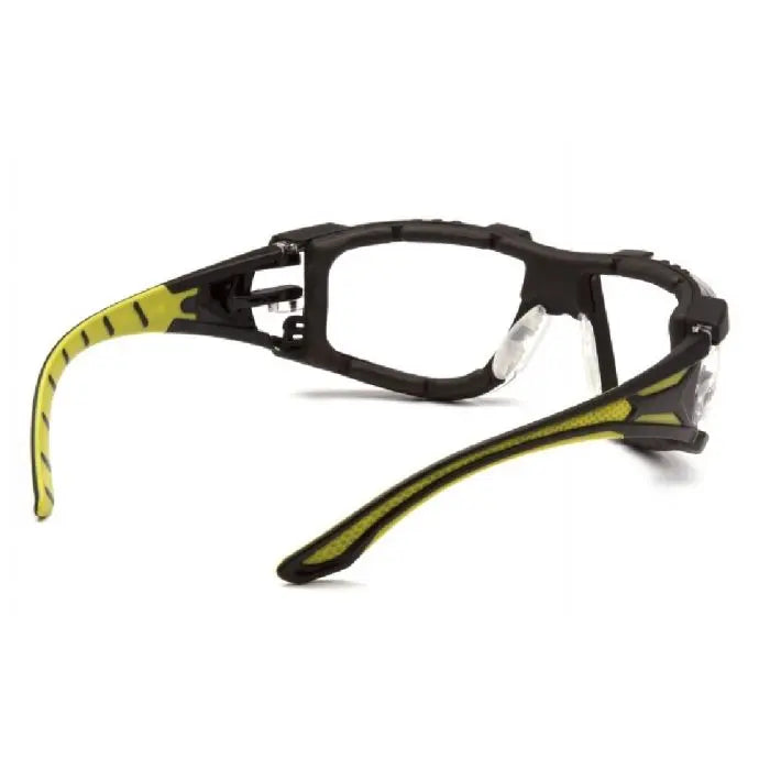 Pyramex Endeavor Plus SBGR9610STMFP Safety Glasses, Clear H2Max Anti Fog Lens, Black and Green Temples with Foam Padding, One Size, Box of 12