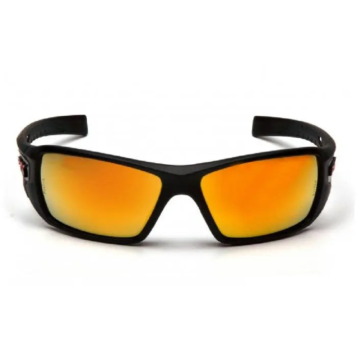 Pyramex Velar SBRF10445D Safety Glasses, Ice Orange Mirror Lens, Black and Red Frame, One Size, Box of 12