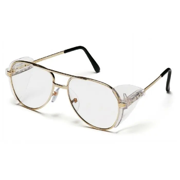 Pyramex Pathfinder SG310A Safety Glasses, Clear Lens, Gold Metal Frame, One Size, Box of 12