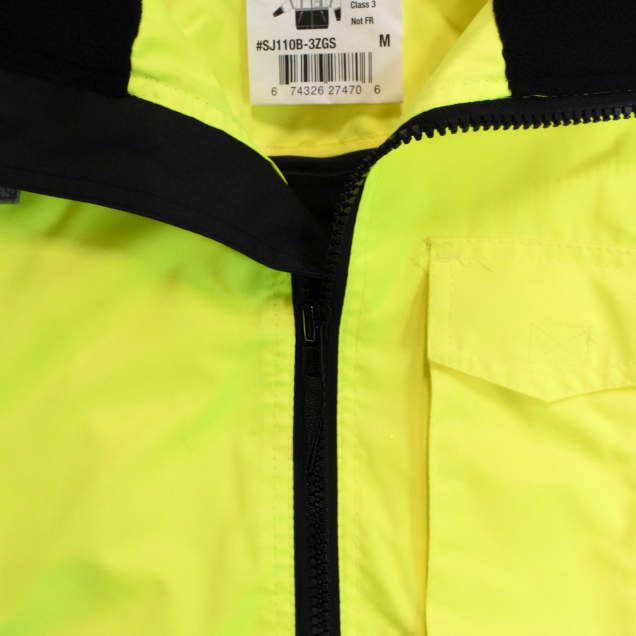 Radians SJ110B-3ZGS Class 3 Two-in-One High Visibility Bomber Safety Jacket, Hi-Vis Green/Black, 1 Each