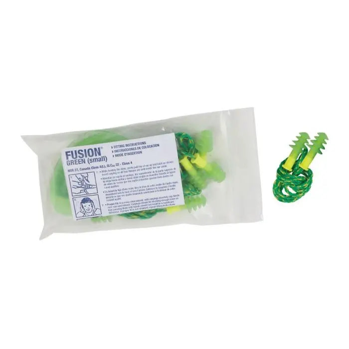 Honeywell Howard Leight Fusion FUS30S-HP Corded Earplug, Green, Small, Box of 100