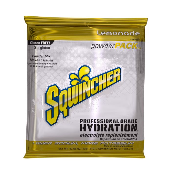 Sqwincher 01640 Powder Pack, Lemonade, 5-Gallon Size, Case of 16
