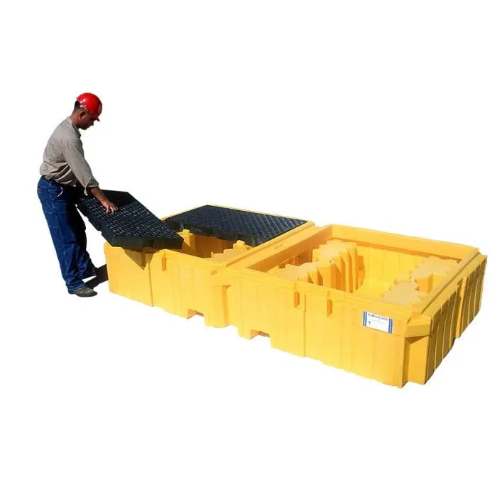 UltraTech 1144 Twin IBC Spill Pallet with Drain, Yellow, One Size, 1 Each