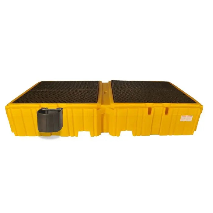 UltraTech 1146 Twin IBC Spill Pallet with 1 Left Side Bucket Shelf, Yellow, One Size, 1 Each