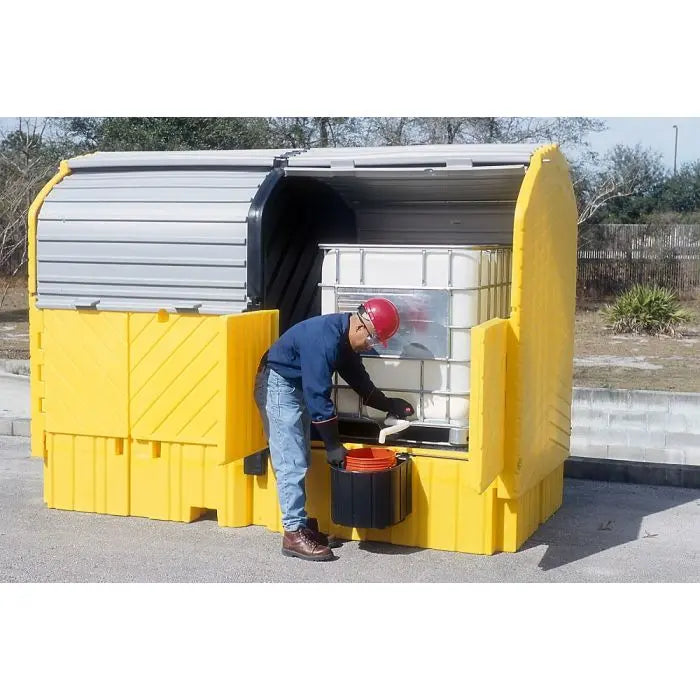 UltraTech 1149 Twin IBC Hard Top Spill Pallet with Drain, Yellow, One Size, 1 Each