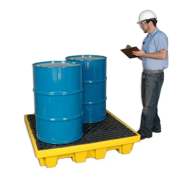 UltraTech 1230 Nestable P4 Spill Pallet with No Drain, Yellow, 4-Drum, 1 Each