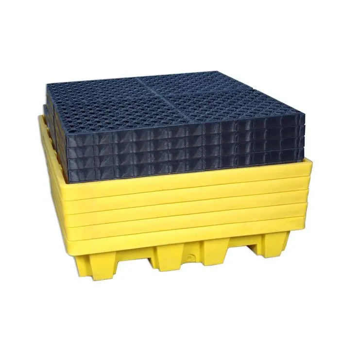UltraTech 1230 Nestable P4 Spill Pallet with No Drain, Yellow, 4-Drum, 1 Each