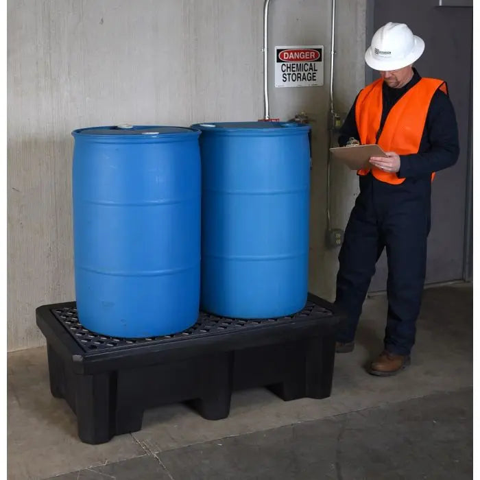 UltraTech 2504 Economy Model P2 Spill Pallet without Drain, Black, 2-Drum, 1 Each