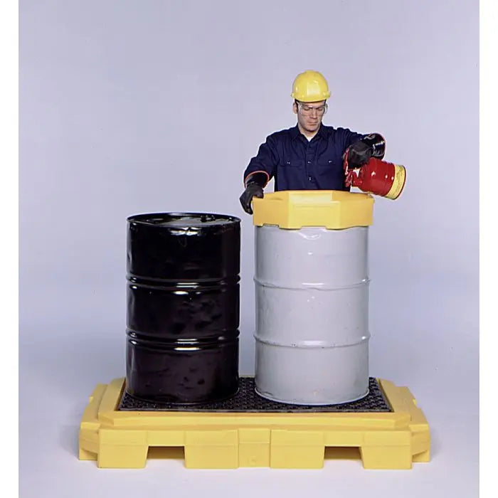 UltraTech 9611 P2 Plus Model Spill Pallet - With Drain, Yellow, 2-Drum, 1 Each