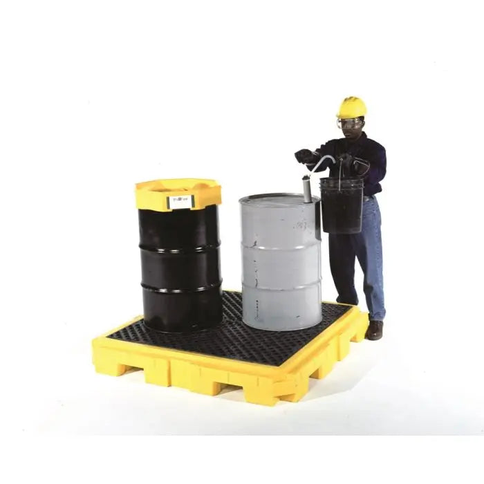 UltraTech 9630 P4 Plus Model Spill Pallet - Without Drain, Yellow, 4-Drum, 1 Each