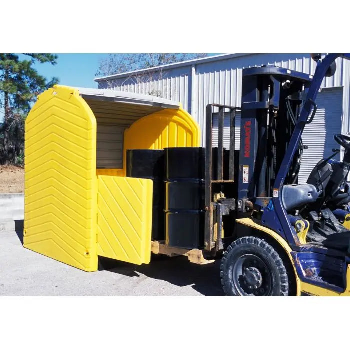 UltraTech 9637 P4 Plus Model Hard Top Spill Pallet - With Drain, Yellow, 4-Drum, 1 Each