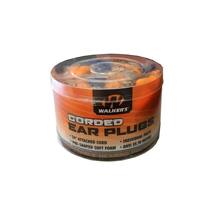 Walker's Hearing Corded Foam Ear Plugs GWP-CORDPLGBKT NRR 25dB (50 PR), Box of 20