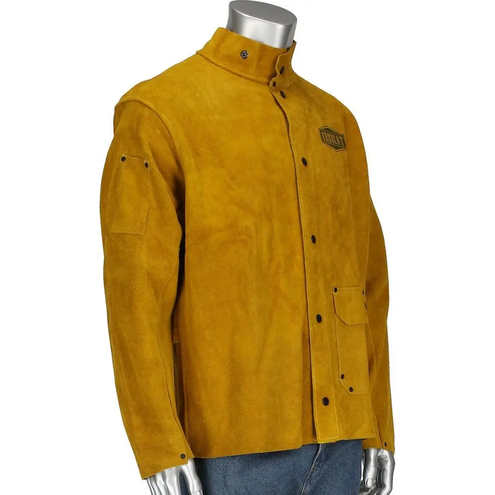PIP Ironcat 7005 Split Leather Welding Jacket, Gold, 1 Each