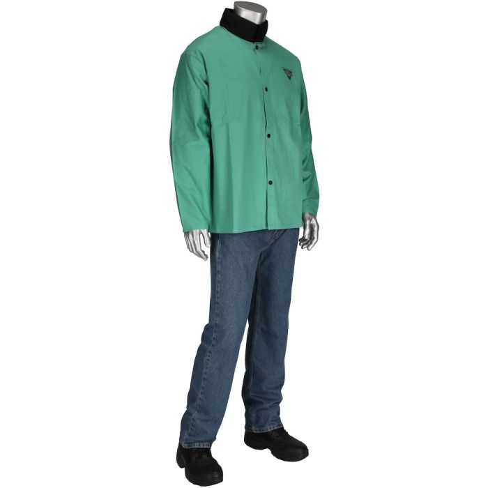 PIP Ironcat 7050 FR Treated 100% Cotton Sateen Jacket, Green, 1 Each
