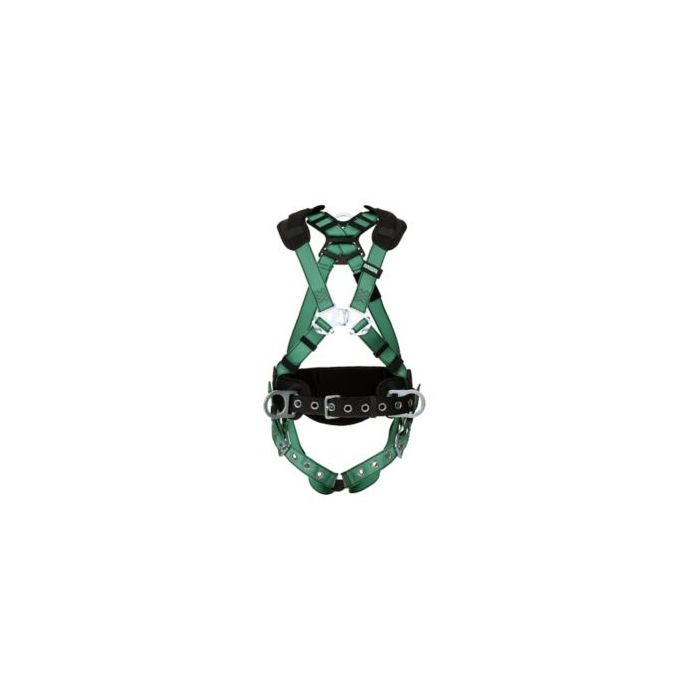 MSA 10197364 V-FORM Construction Harness, Standard, Back & Hip D-Ring, Tongue Buckle Leg Straps, Shoulder Padding