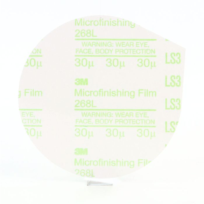 3M™ Microfinishing PSA Film  Disc 268L, 5 in x NH, 30 Micron, Type D, Die 500X, 25 per inner 500 per case