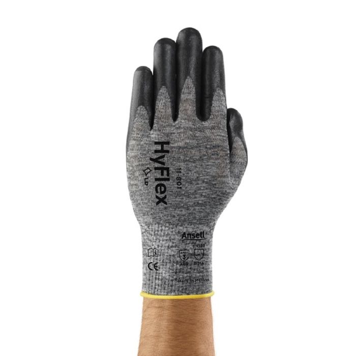 Ansell HyFlex 11-801 103385 Work Glove, Gray, 1 Pair