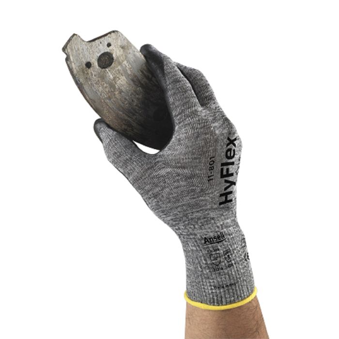 Ansell HyFlex 11-801 103385 Work Glove, Gray, 1 Pair