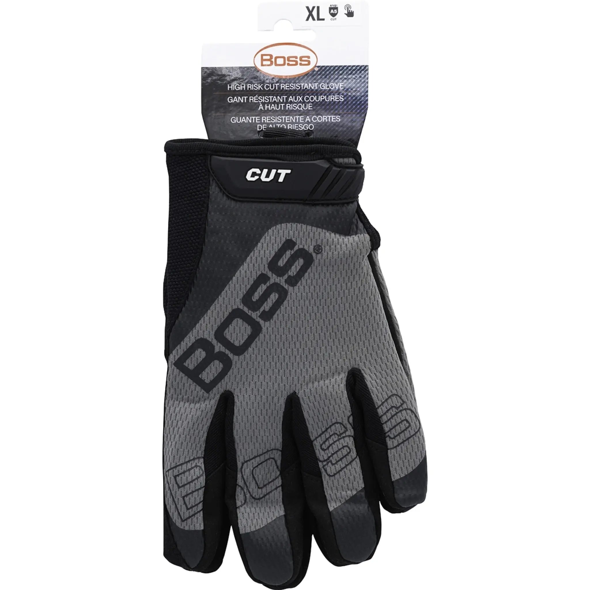 PIP Boss Cut 120-MC1225T Synthetic Microfiber Palm with Mesh Fabric Back and Para-Aramid Cut Lining Glove, Gray, 1 Pair 