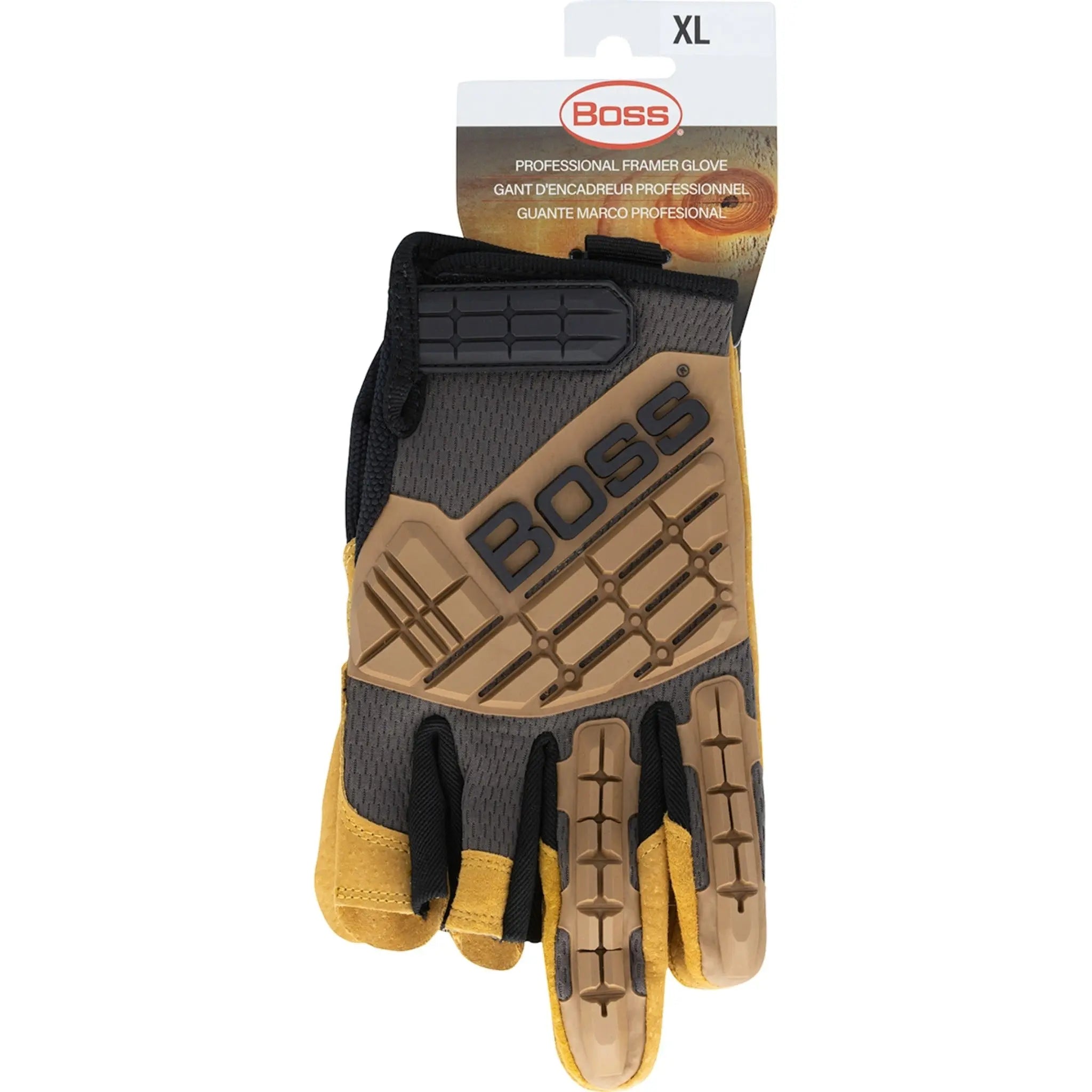 PIP Boss Framer 120-MF1360T Premium Pigskin Padded Leather Palm with Mesh Fabric Back and TPR Impact Protection Gloves_Back_Image
