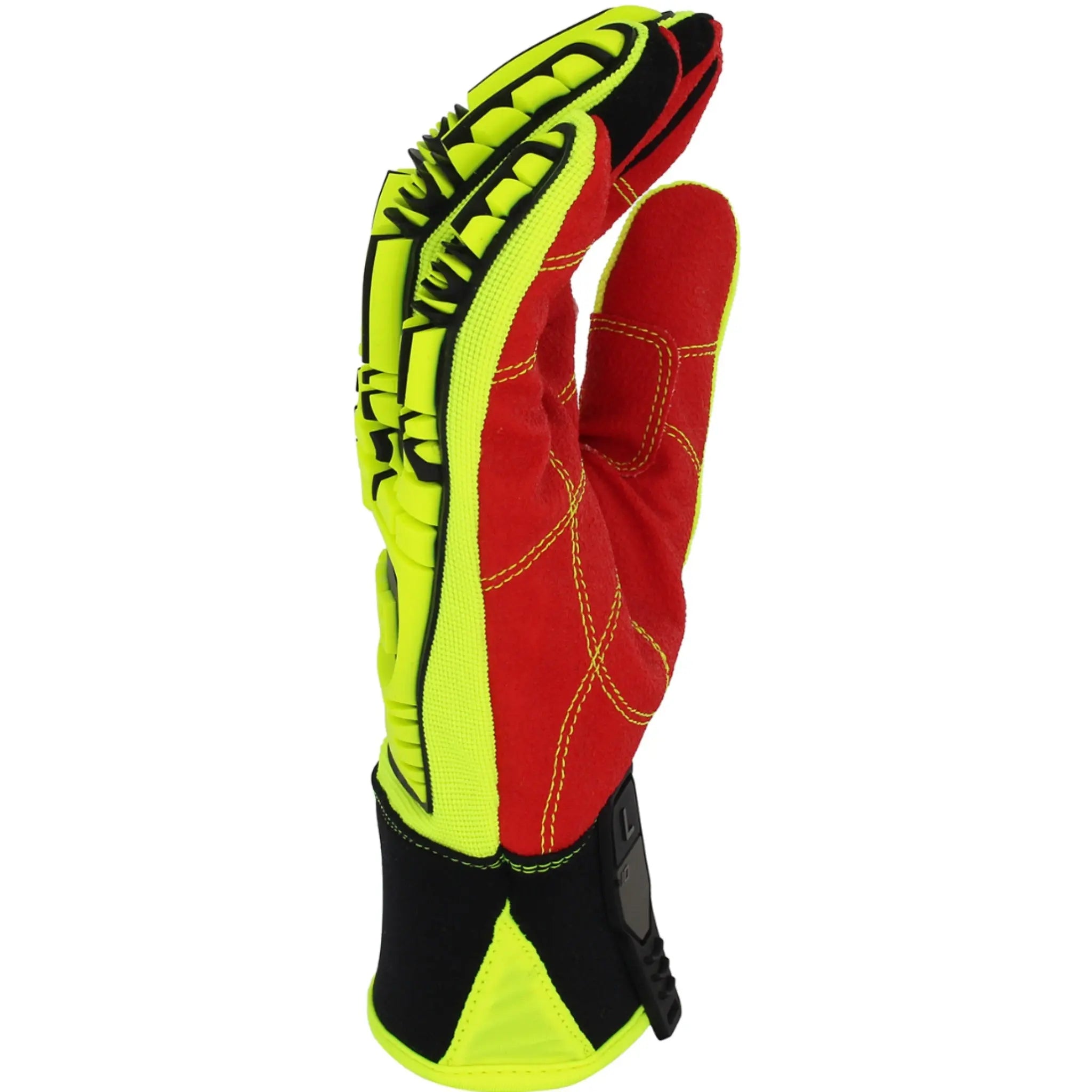 PIP Boss 120-MP2120 Red PVC Grip Palm and Spandex Back, TPR Impact Protection Glove_Side_Image