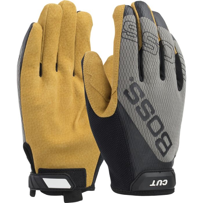 PIP Boss 120-MC1325T Premium Pigskin Leather Palm with Mesh Fabric Back and Para-Aramid Cut Lining Glove, 1 Pair