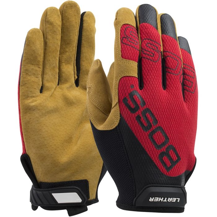 PIP Boss 120-ML1350T Premium Pigskin Leather Palm with Mesh Fabric Back Glove, 1 Pair