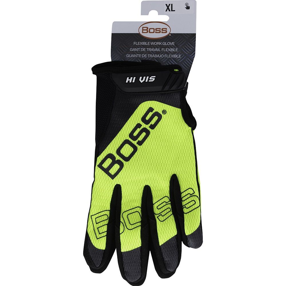 PIP Boss 120-MV1230T Synthetic Microfiber Palm with Hi-Vis Mesh Fabric Back Glove, 1 Pair