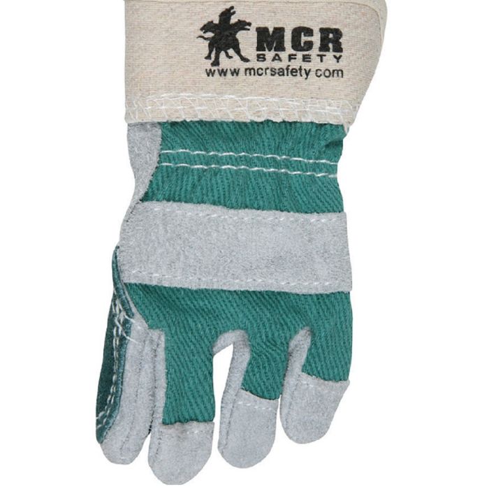 MCR Safety 1211 Split Double Palm, C Grade Shoulder Work Gloves Leather with 2.5 Inch Rubberized Safety Cuff, Gray, Box of 12 Pairs