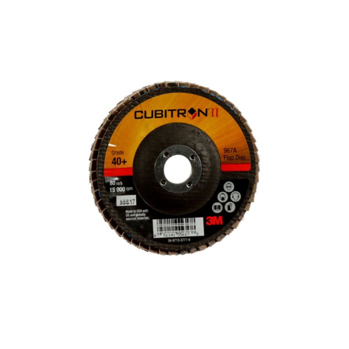 3M™ Cubitron™ II Flap Disc 967A, T29, 4 in x 5/8 in, 40+, 10 per case