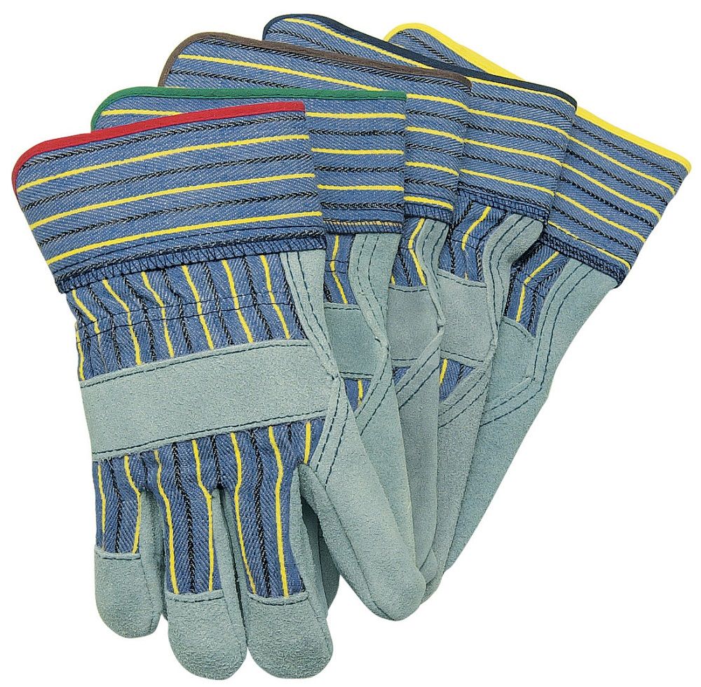 MCR Safety 1400A Plasticized Safety Cuff, Split Leather Palm Work Gloves, Gray, Box of 12 Pairs