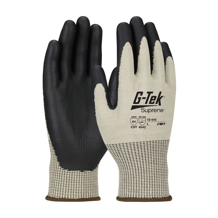 PIP G-Tek 15-440-M Suprene Seamless Knit Blended Glove NeoFoam Coated - Touchscreen Compatible, Tan, Medium, Case of 72