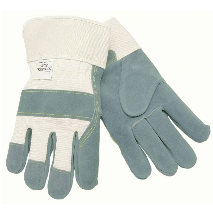 MCR Safety 1500K Rubberized Safety Cuff with Select Shoulder Leather Work Gloves, Gray, Box of 12 Pairs