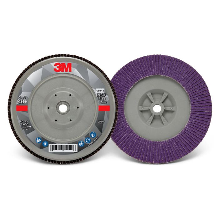 3M™ Flap Disc 769F, 05943, T29 Quick Change, 7 in x 5/8-11, 40+, 10 per case