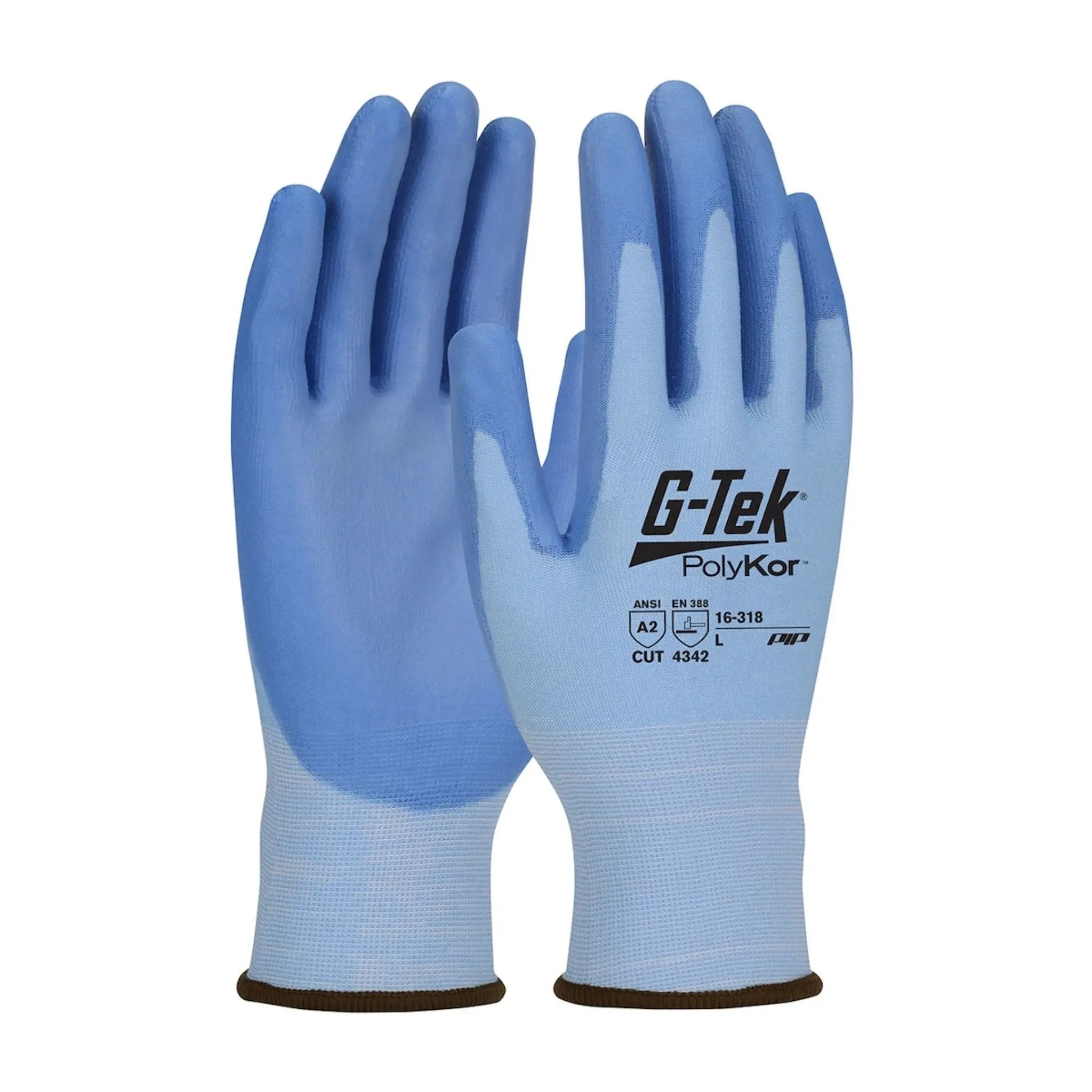 PIP G-Tek PolyKor 16-318V Seamless Knit PolyKor Blended Glove with Polyurethane Coated Grip, Vend Ready_Main_Image