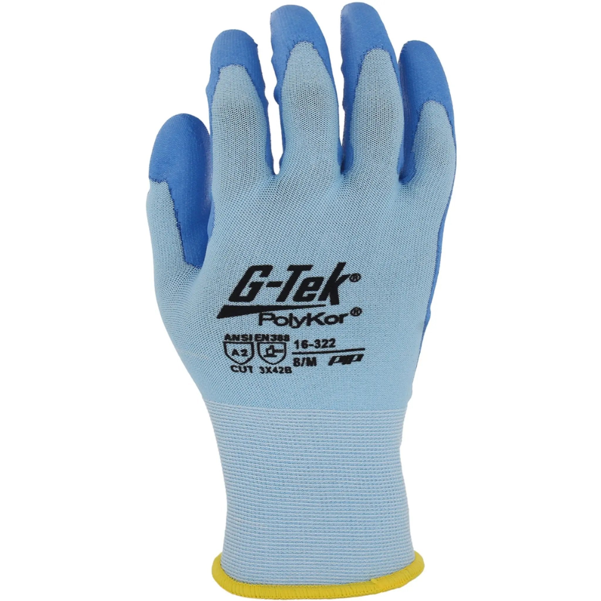 PIP G-Tek 16-322 PolyKor Blended Glove with Polyurethane Coated Flat Grip on Palm and Fingers_Back_Image