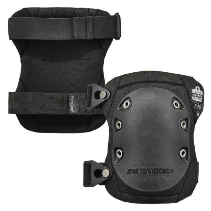 Ergodyne ProFlex 335 Slip Resistant Knee Pads - Rubber Cap, Black, One Size, 1 Pair
