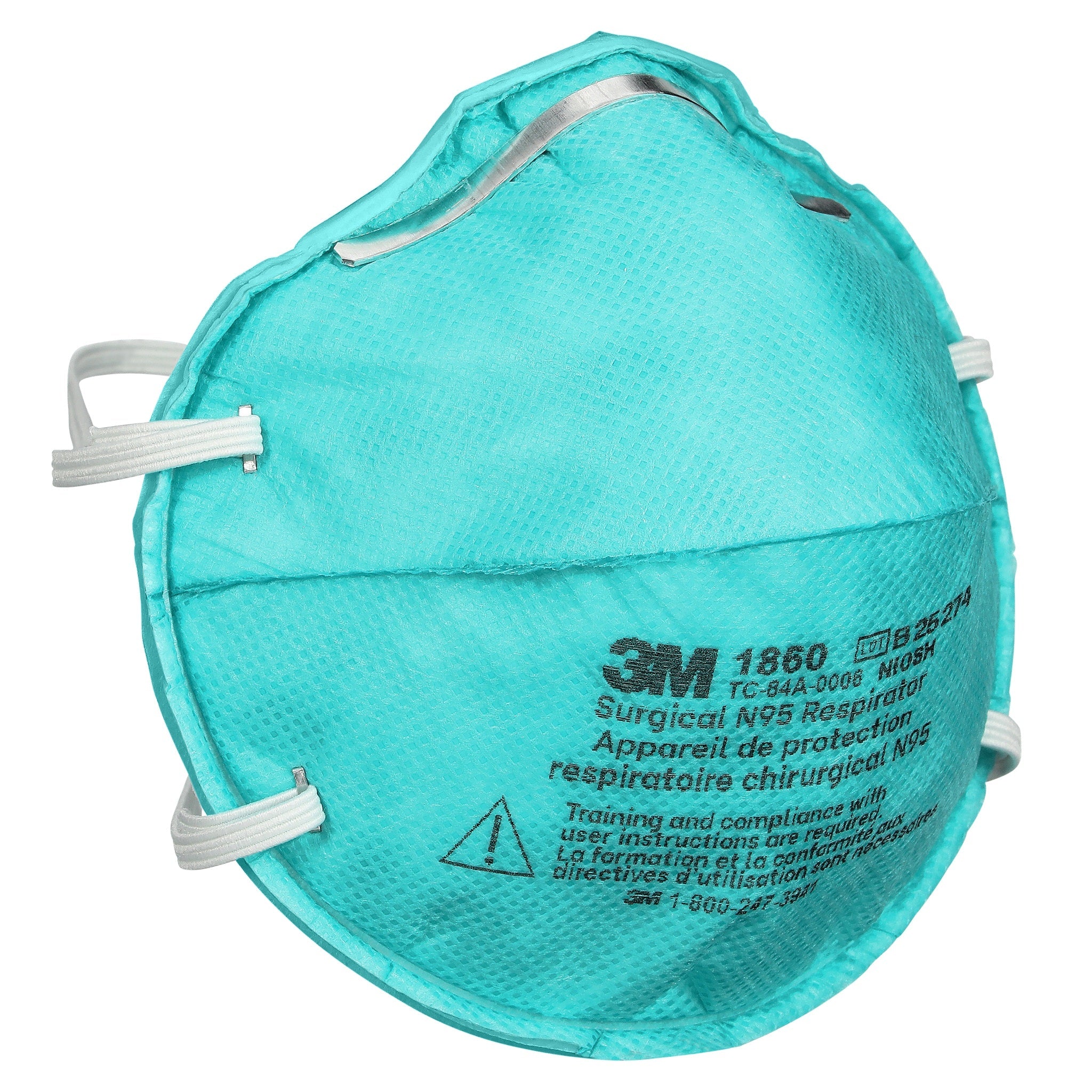 3M 1860 N95 Health Care Particulate Respirator and Surgical Mask, Teal 